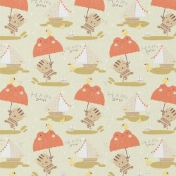 Algodón estampado WOOLA Beige / Naranja